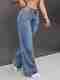 AAV2 Women Wide Leg High Rise Light Blue Jeans - Image 7