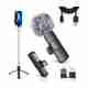MMAK Dual Wireless Lavalier Mic with LED Selfie Stick - Image 7