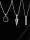 Saizen Silver & Black Minimal Bar Pendant Necklace and Ring Combo Set for Men Black Silver Stainless Steel Pendant Set - Image 2