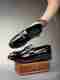 awakya Men's Premium Black Leather Loafers (Black, UK 9) - Image 2