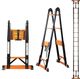 EURO Telescopic ladder 5.6meter ( 18.6 ft ) - Stores at 3.8 ft - 10x Stronger Zero Flex technology â Flex Free Ladder - Sand Blasted Aluminium - Red Que safe step â Stabilizer, Anti Skid Pads & Wheel Kit Aluminium Ladder (Hand Rail) - Image 3