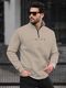 KVETOO Men Solid White Collared Neck Sweater - Image 3