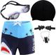 Lebami swimming costume men | Shorts | Trunk, 1 Goggles, 1 Cap, 2 Earplug & 1 Nose Clip Printed Men Swim-dress Black Swimsuit - Image 3