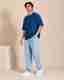 French Connection Navy Blue Cotton Polo Neck T-Shirt - Image 6