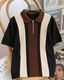 ENITOR Men Beige Striped Zip Neck T-Shirt - Image 8