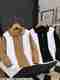 Try This Men Colorblock Polo Neck Cotton Blend T-Shirt (White, Brown) - Image 2