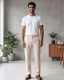 Warrior World Men Tapered White Pure Linen Trousers - Image 8