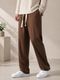 JexPuti Men Loose Fit Cream Corduroy Trousers - Image 3