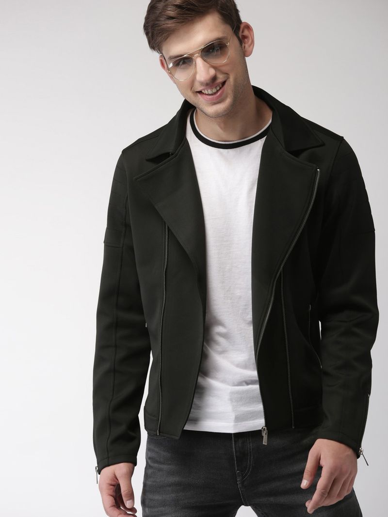 Mast & Harbour Men Solid Leather Jacket - Image 2