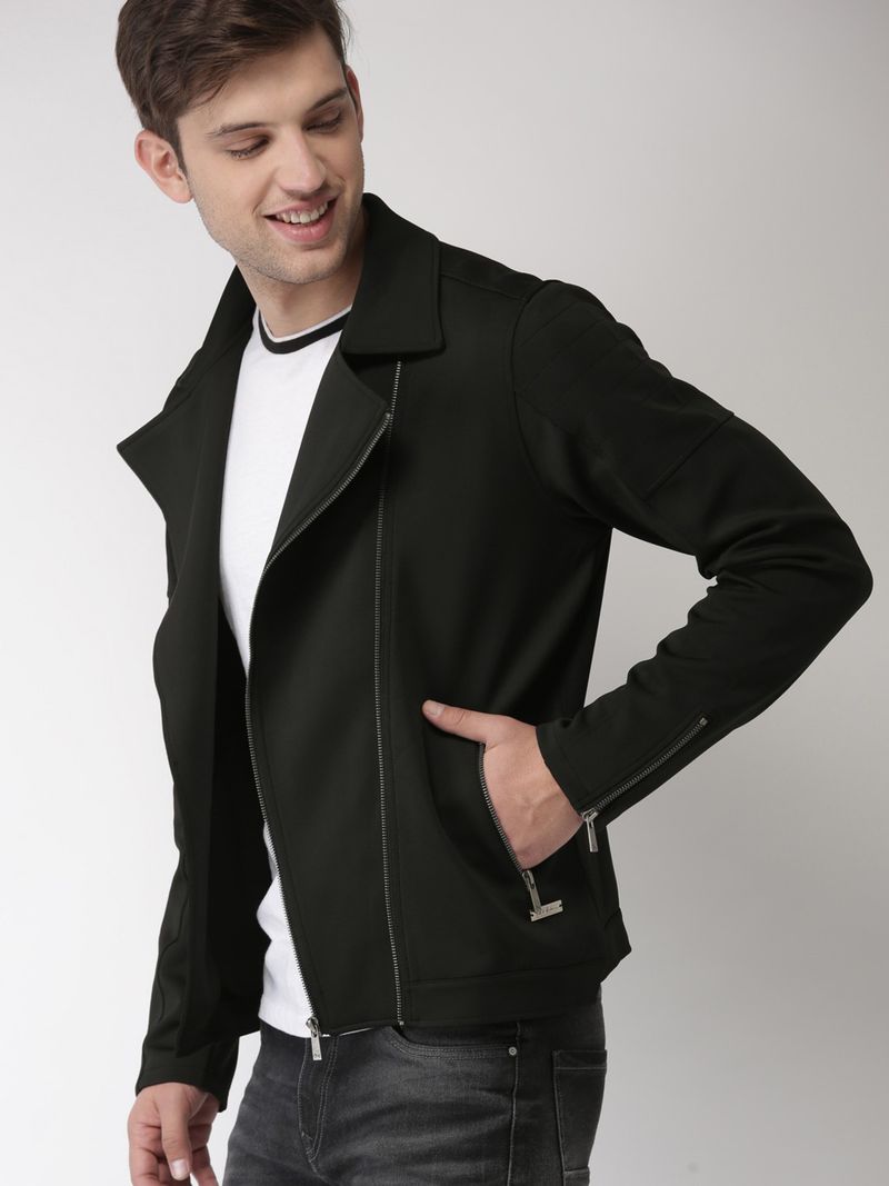 Mast & Harbour Men Solid Leather Jacket - Image 4