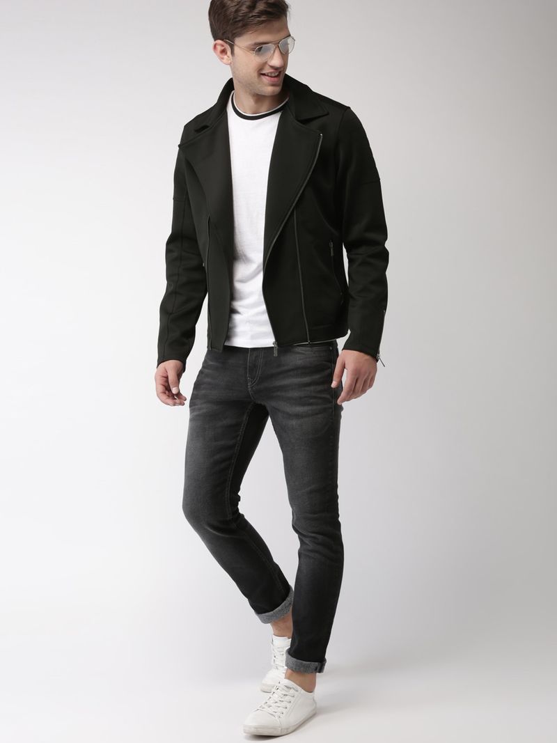 Mast & Harbour Men Solid Leather Jacket - Image 5