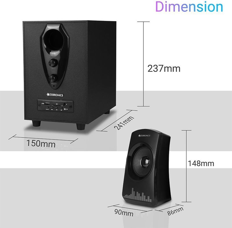 ZEBRONICS ZEB-FEEL 4 60W Bluetooth Speaker (Black, 4.1 Channel) - Image 5