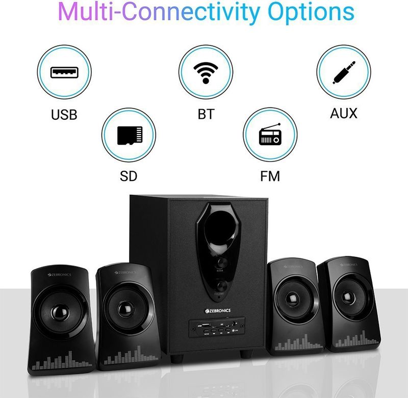 ZEBRONICS ZEB-FEEL 4 60W Bluetooth Speaker (Black, 4.1 Channel) - Image 6