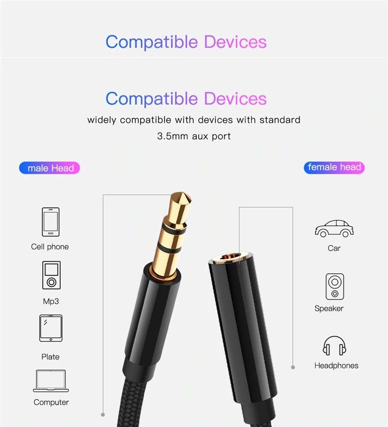 VEROX AUX Cable 2m Male to Female - Image 4
