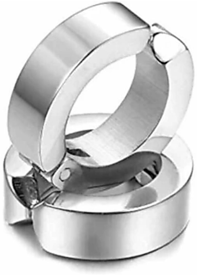 Ruhi Collection Silver Stainless Steel Clip-on Stud Earrings (2 Pcs) - Image 3