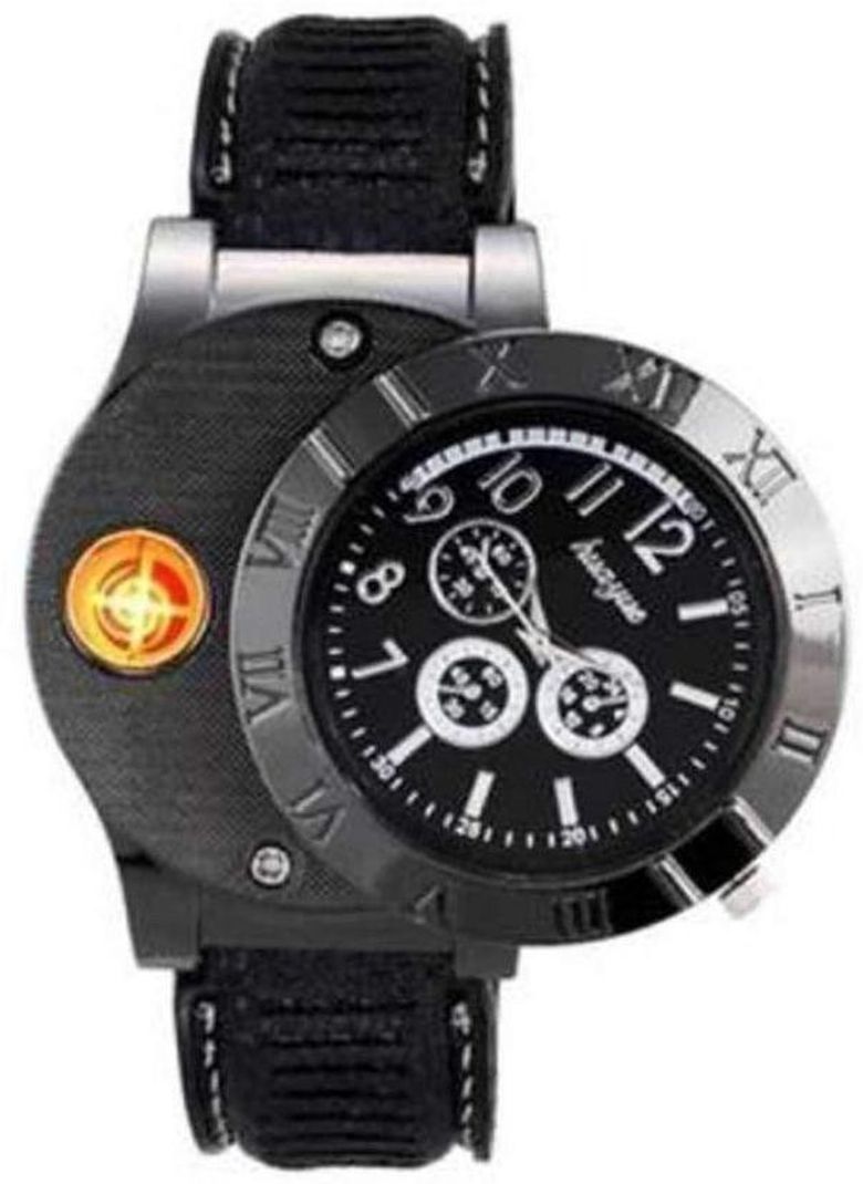 Ala Flame METAL Premium Black New Innovative Lighter Watch Military Lighter USB Electronic Watch Windproof Flameless Cigarette Men's Lighter Watches Cigarette Lighter (Premium Black) - Image 2