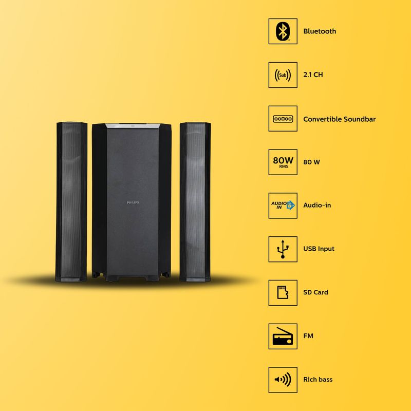 Philips MMS8085B/94 80W Bluetooth Home Theater - Image 3