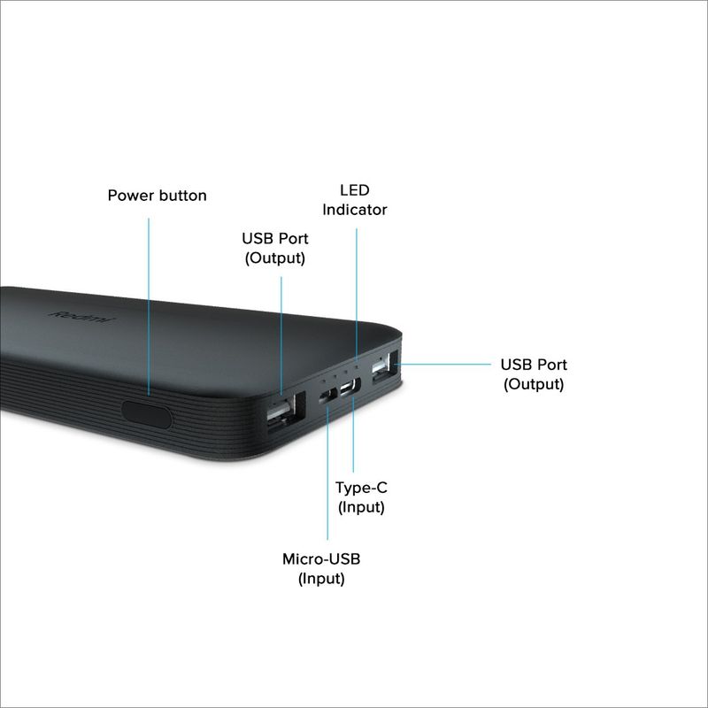 Redmi 10000 mAh 10W Slim Black Power Bank - Image 3