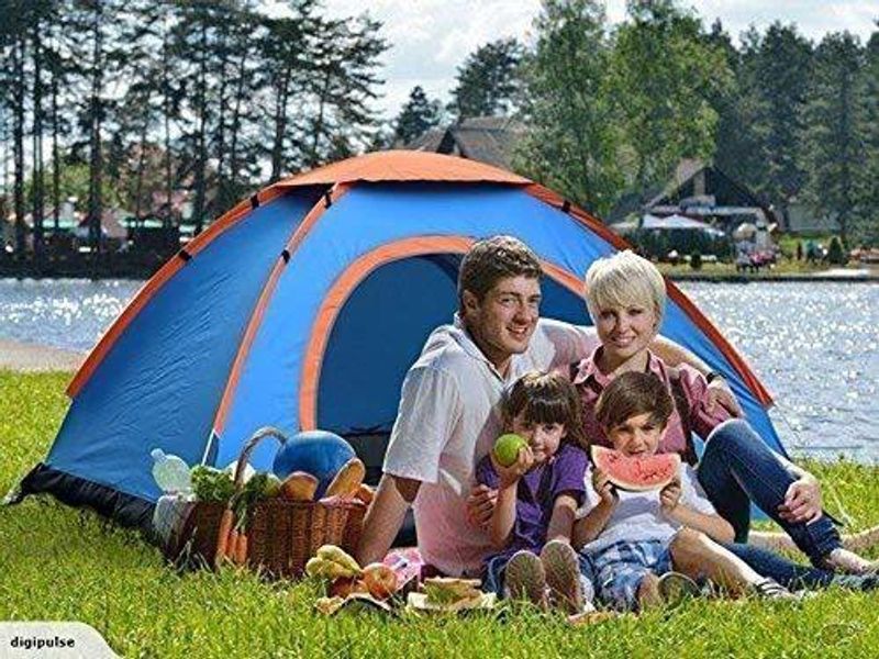 DEVICE Polyester 4-Person Dome Tent with Bag (Blue, Black) - Image 4