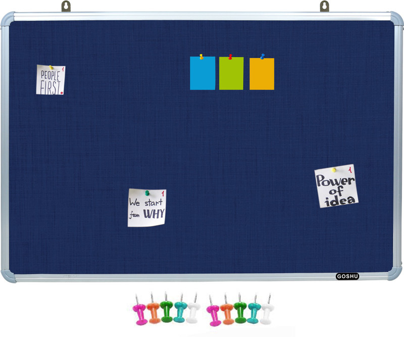 goshu 2 x 3 feet notice premium material pin up board pin up board soft board bulletin display board 50 pins office school home blue pack 1