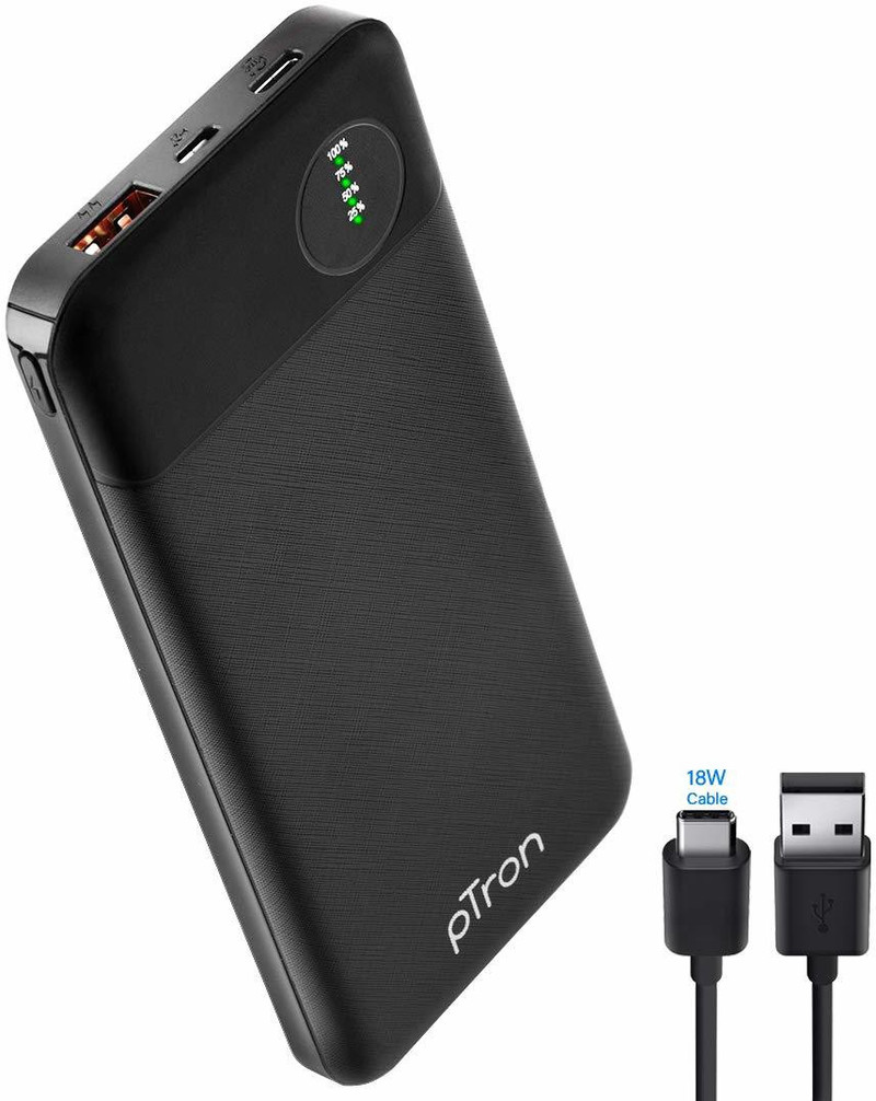 PTron 10000 mAh Power Bank (Black, Lithium Polymer, for Mobile, Laptop)