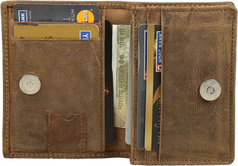 Style 98 Men Brown Leather RFID Wallet - Image 5