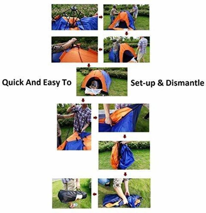DEVICE Polyester 4-Person Dome Tent with Bag (Blue, Black) - Image 5