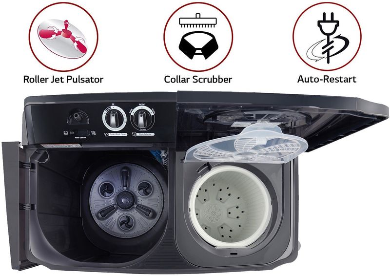 LG 11 kg Semi Automatic Top Load Black - Image 6