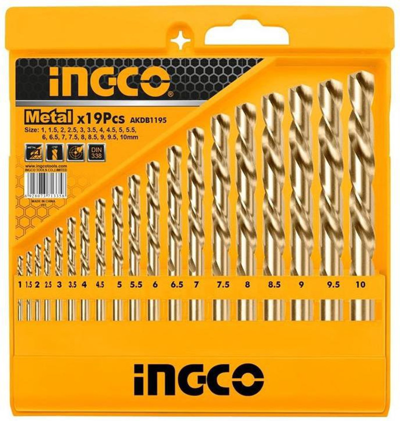 INGCO 19PCS DRILL BIT SET (AKDB1195) 1MM TO 10MM 19PCS DRILL BIT SET (AKDB1195) 1MM TO 10MM