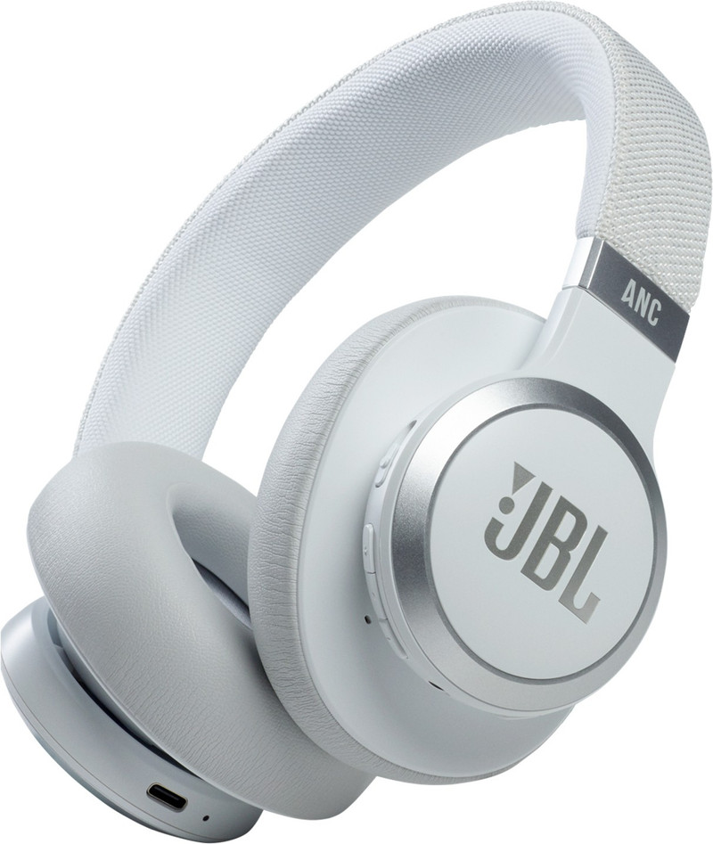 JBL Live 660NC with Smart Adaptive Noise Cancellation, 50 Hr Playtime, Speed Charge Bluetooth Headset (White, On the Ear)