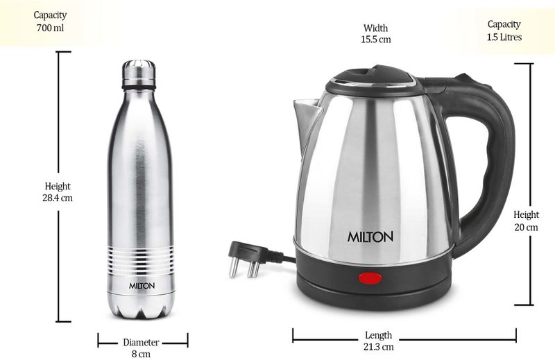 MILTON Combo Set Insta Electric Stainless Steel Kettle 1.5L - Image 5