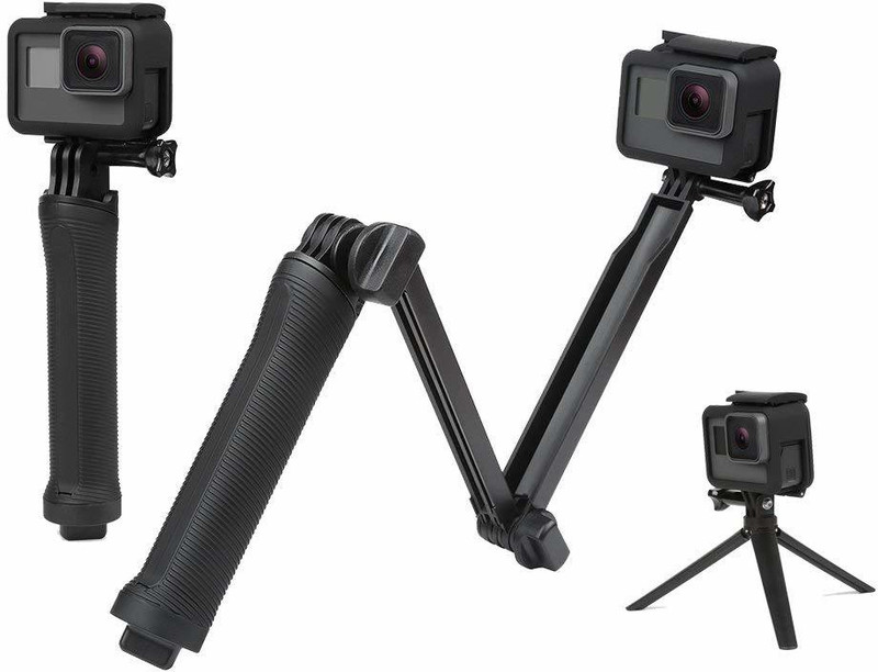 hiffin 3 way monopod grip arm tripod foldable selfie stick stabilizer mount holder gopro hero 9 8 7 6 5 sjcam sj6 sj7 sj5000 yi all action cameras