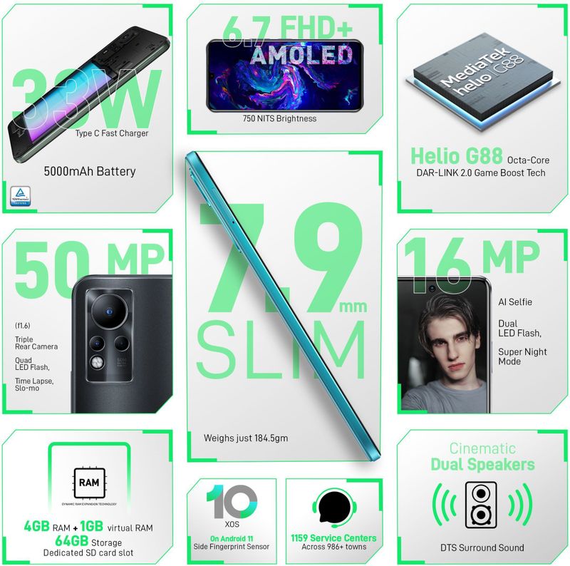 Infinix Note 11 64GB 4GB RAM Glacier Green - Image 3