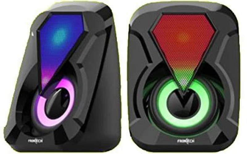 Frontech SW-0076 USB Power Speaker with RGB Light, Aux Connectivity ,Volume Control 10 W Laptop/Desktop Speaker (Black, 2.0 Channel)