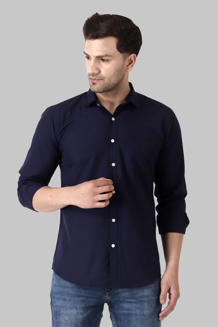 Voroxy Men's Solid Casual Spread Shirt - Image 2