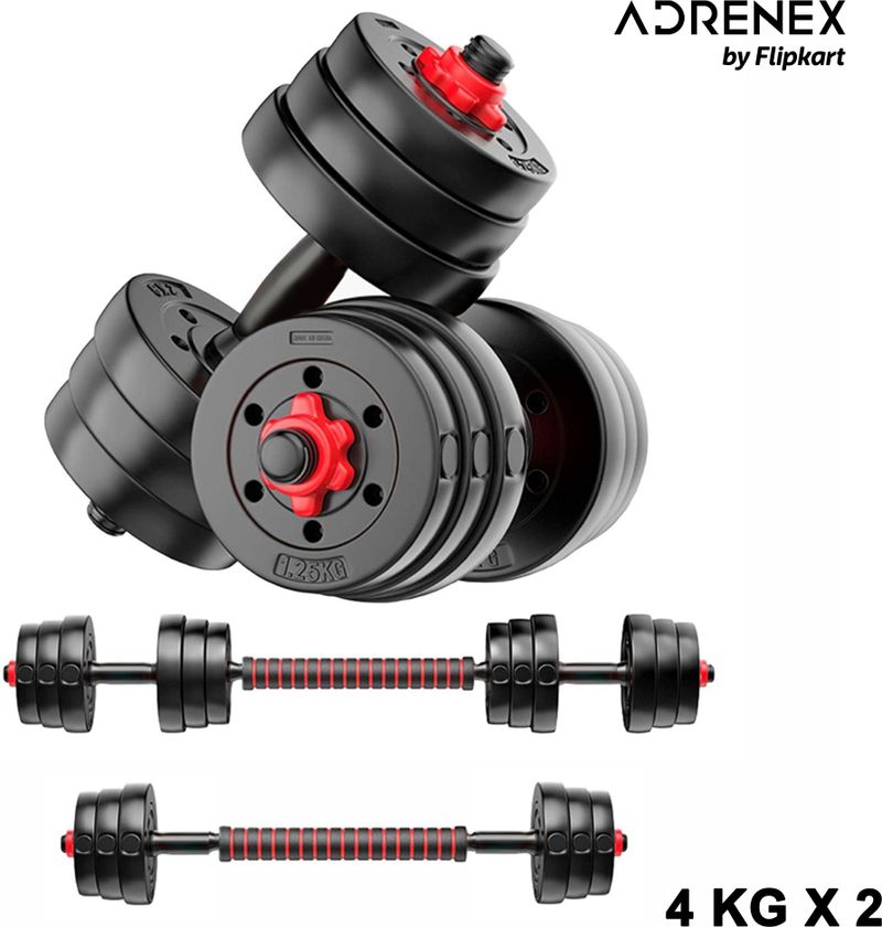 Adrenex Convertible Dumbbells Kit 8 Kg For Home Gym à¤à¤¡à¤à¤¸à¥à¤à¥à¤¬à¤² डमà¥à¤¬à¤² (8 kg) - Image 3