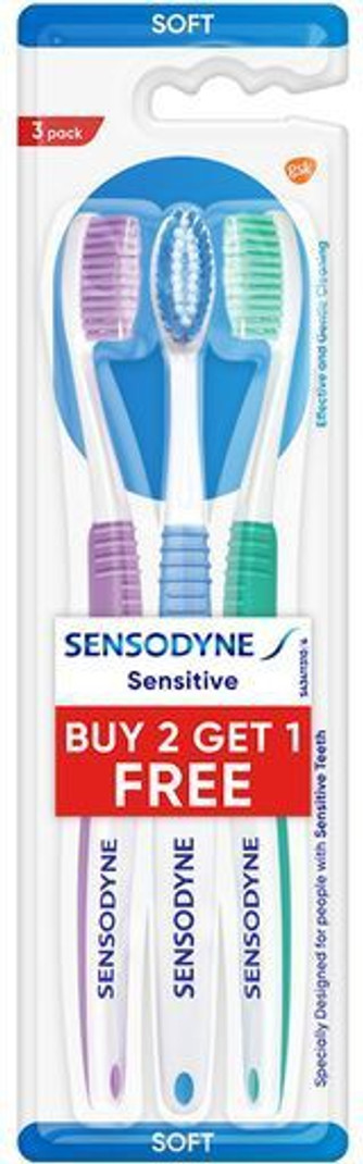 SENSODYNE Sensitive Toothbrush With Soft Rounded Bristles (Buy 2, Get 1) Soft Toothbrush Pack of 3