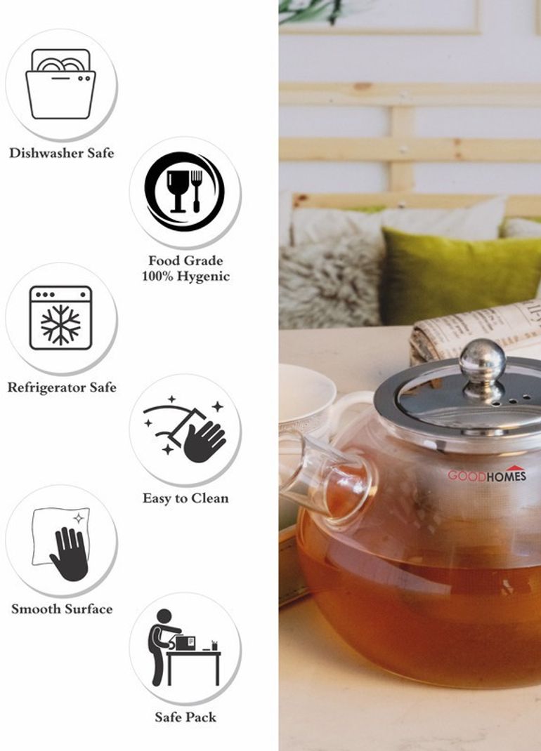 Goodhomes 1 L Glass Tea Jug - Image 4