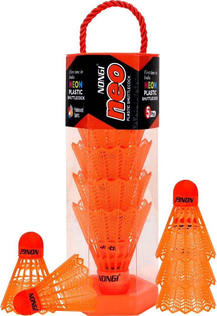 Nongi Plastic Badminton Shuttle Pack of 5 - Orange - Image 2