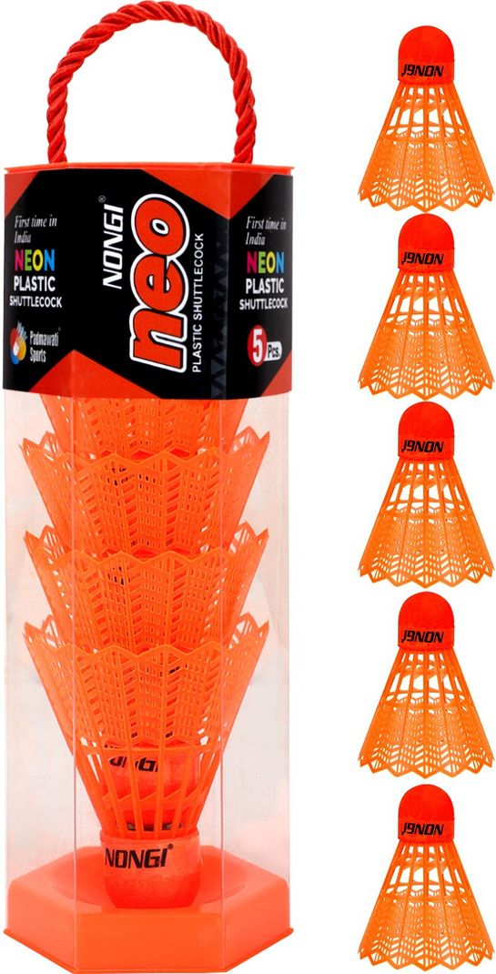 Nongi Plastic Badminton Shuttle Pack of 5 - Orange - Image 5