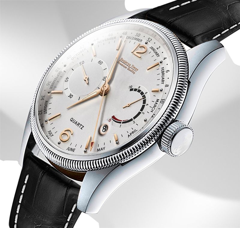 SENJARYA TIMES DD4_8026 Men's White Dial Leather Strap Watch - Image 4