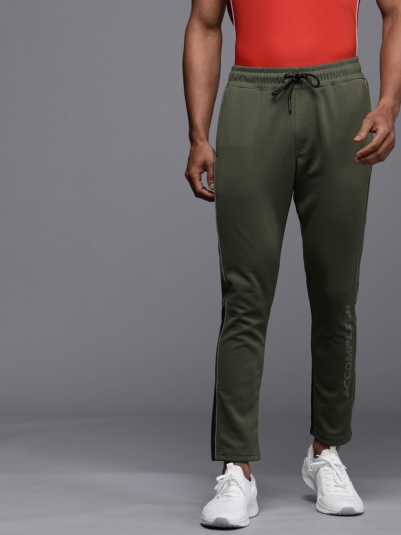 WROGN Men Olive Colorblock Track Pants - Image 2