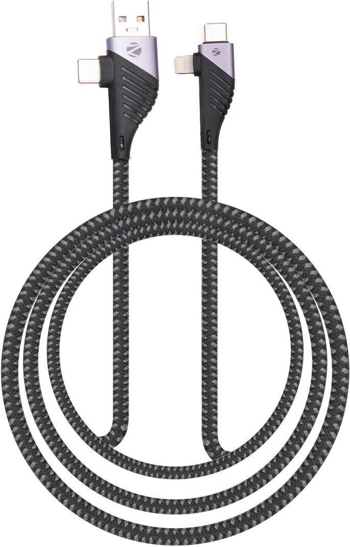 ZEBRONICS USB Type C Cable 2 A 1 m ZEB-UCLC65B (Compatible with Mobile, Tablet, Computer, Black, One Cable, USB Type C To USB Type C, 65 W)