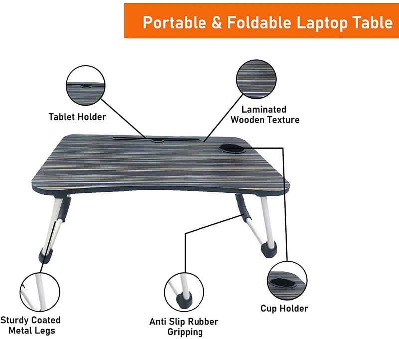FurniGully Wood Portable Laptop Table (Finish Color - BLACK, Pre Assembled) - Image 6