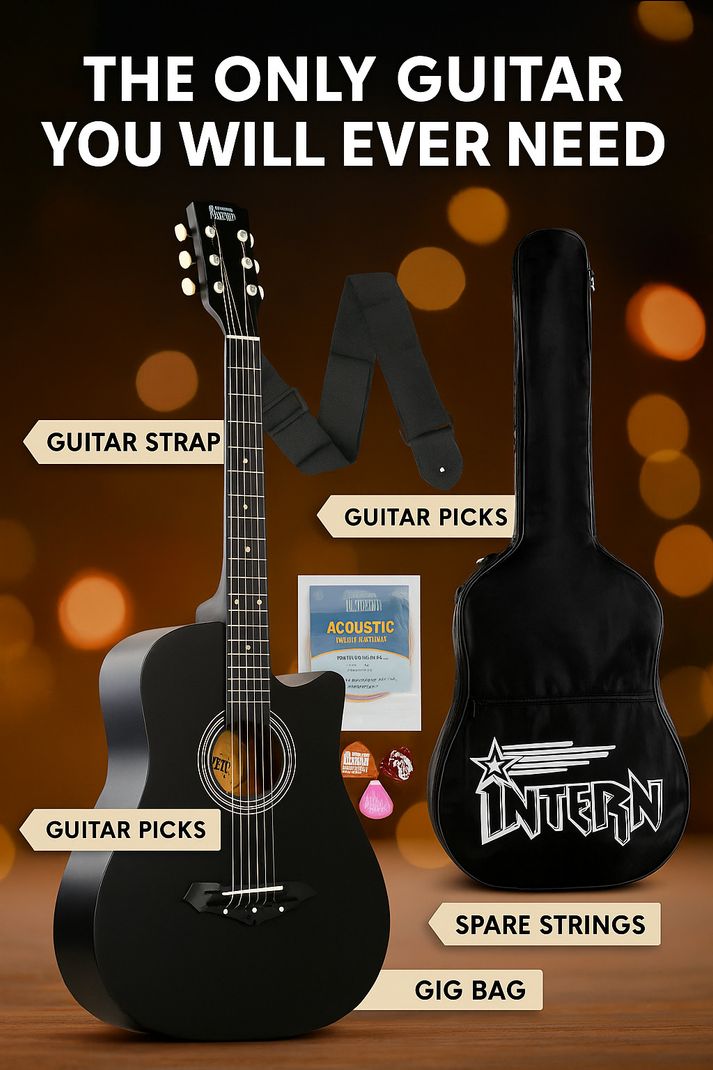 intern INT-38C-BK Acoustic Guitar - Image 3