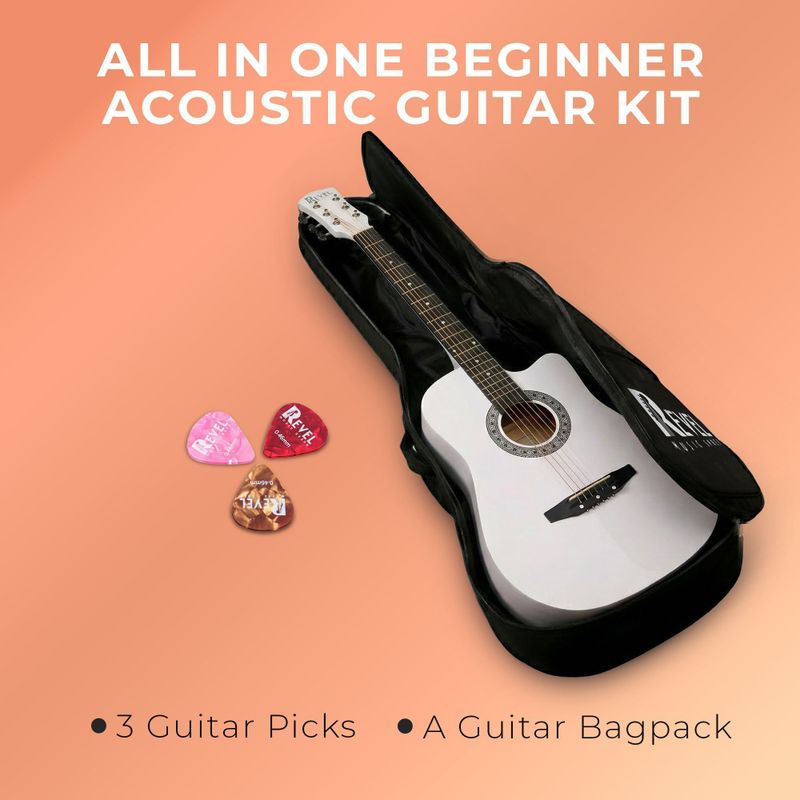 REVEL 38 Inch Cutaway Acoustic Guitar Whitewood - Image 6