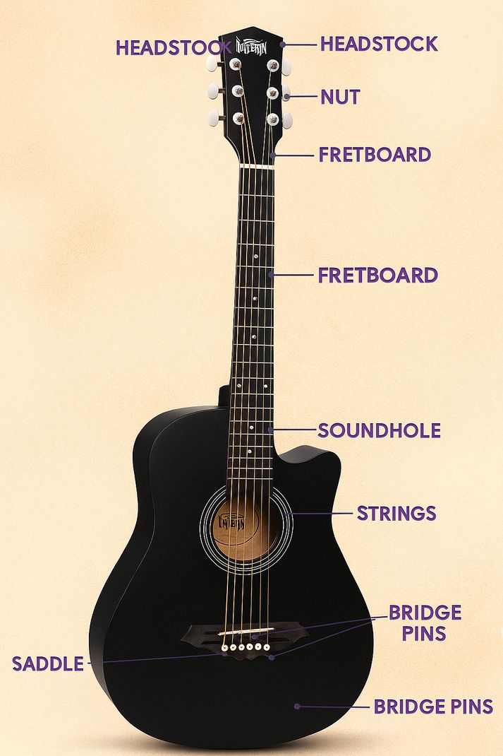 intern INT-38C-BK Acoustic Guitar - Image 5
