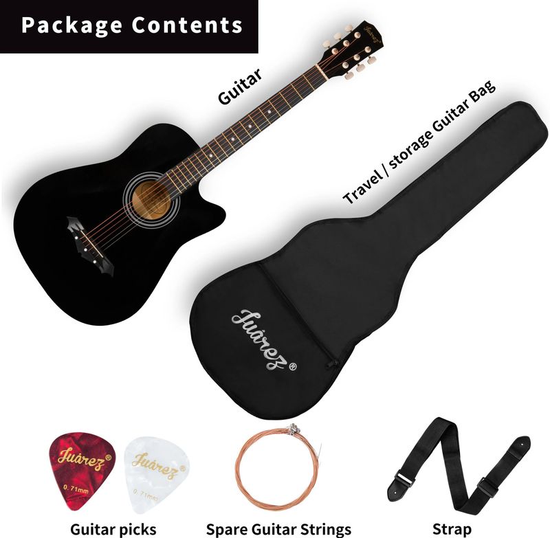 JRZ38C/BK Linden Wood Acoustic Guitar - Image 6