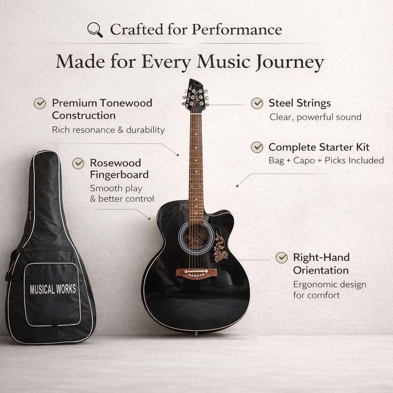 Mussical Work FK-010 Acoustic Guitar - Image 4