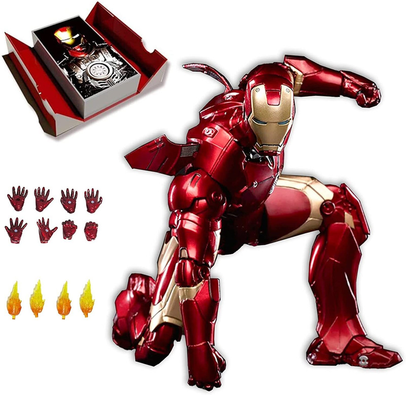 Delite Iron Man ZD Toys Mark 3 Suit Action Figure Avengers Movie Non LED Model 7 inch Red, Yellow